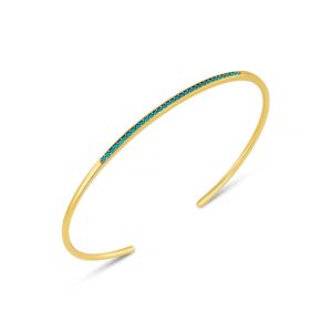 Fine Turquoise Pav?? Open Bangle