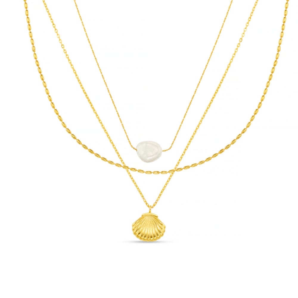 Pearl & Shell 3-Row Necklace