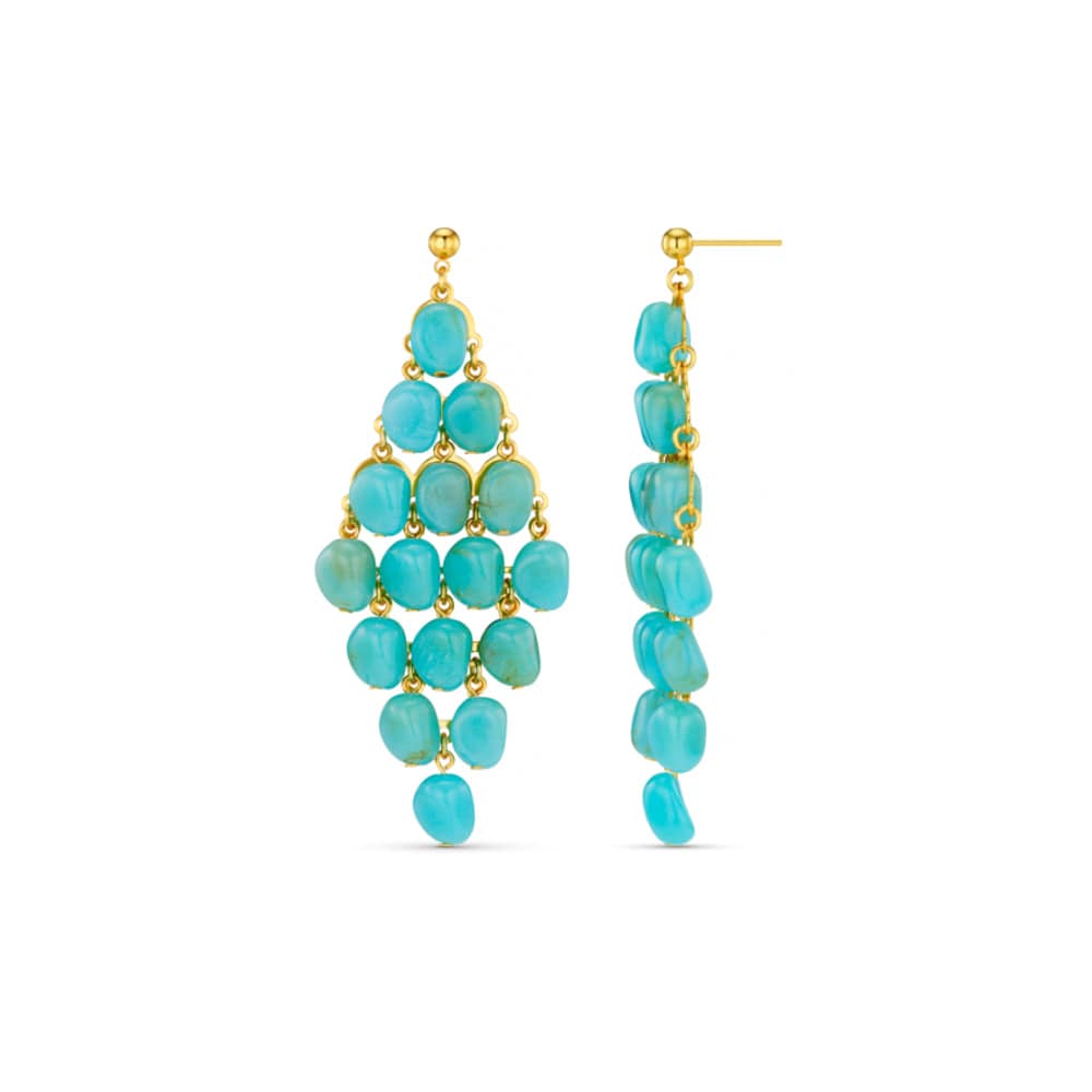 Turquoise Beaded Chandelier Drop Earrings